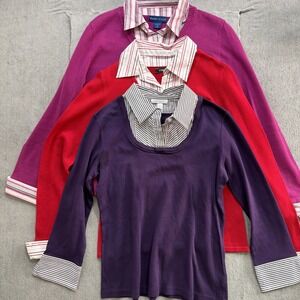 Sweater Women's Small Knit Pullover Layered Top Collared Shirt Lot Of 3 Small